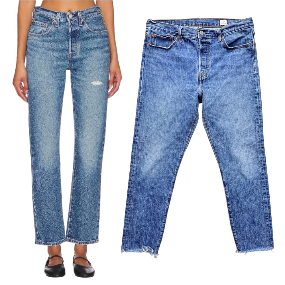 Levi's 501 Original Cropped Jeans Cone Mills White Oak Blue 32